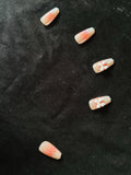 Peach Sparkle Bow Nails (24 pieces)